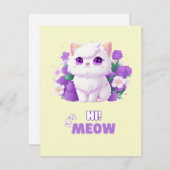 かわいい白ふわふわのアンゴラ猫と朝顔fl シーズンカード (正面/裏面)