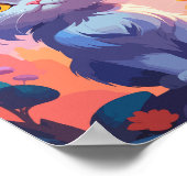 かわいい白ふわふわの猫 ポスター (角)