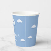 かわいい白ふわふわの笑顔の雲9青い空 紙コップ (右)