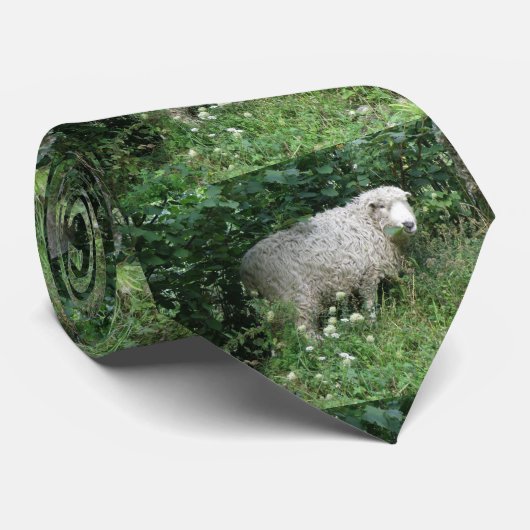 かわいい白ふわふわの羊食べ物のネクタイ ネクタイ (ロール)