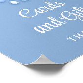 かわいい白ふわふわの雲9枚の青いカードとギフト ポスター (角)