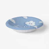 かわいい白ふわふわ雲9青淡い色の赤ちゃんシャワー ペーパーボウル (傾斜あり)