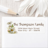 かわいい白みすぼらしいシックなデイジーアート花 ラベル (インサイチュ)