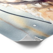 かわいい白アルパカ着ヘッドフォン ポスター (角)