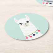かわいい白アルパカ ラウンドペーパーコースター (アングル)