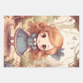 かわいい白ウサギのワンダーランドの時間管理者 ラッピングペーパーシート (正面2)