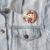 かわいい白ウサギのワンダーランドの時間管理者 缶バッジ (インサイチュ)