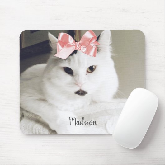 かわいい白カスタム猫フォトジェルパーソナライズされたマウス マウスパッド (マウス)