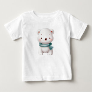 かわいい白クマ乳児ティー、冬の赤ちゃんシャワーGif ベビーTシャツ