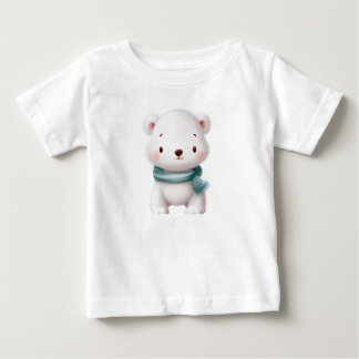 かわいい白クマ乳児ティー、冬の赤ちゃんシャワーGif ベビーTシャツ