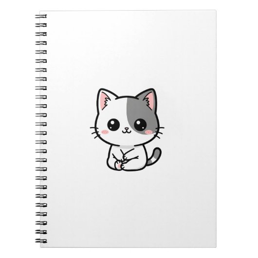 かわいい白グレー子猫 ノートブック (正面)