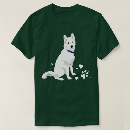 かわいい白シベリアのハスキー甘い白い雪の犬 Tシャツ (デザイン正面)