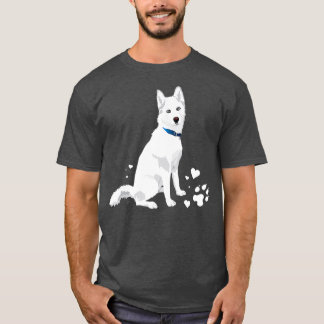 かわいい白シベリアのハスキー甘い白い雪の犬 Tシャツ