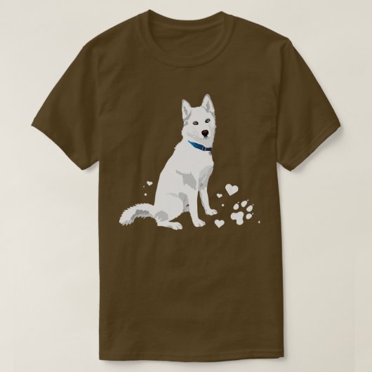 かわいい白シベリアのハスキー甘い白い雪の犬 Tシャツ (デザイン正面)
