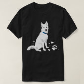 かわいい白シベリアのハスキー甘い白い雪の犬 Tシャツ (デザイン正面)