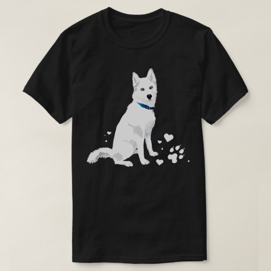 かわいい白シベリアのハスキー甘い白い雪の犬 Tシャツ (デザイン正面)