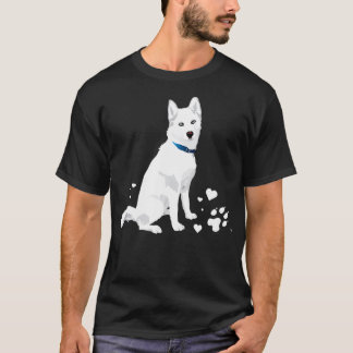 かわいい白シベリアのハスキー甘い白い雪の犬 Tシャツ