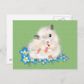 かわいい白シリアのハムスターのアクセサリー、緑のポルカ ポストカード (正面/裏面)