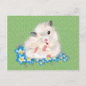 かわいい白シリアのハムスターのアクセサリー、緑のポルカ ポストカード (正面)