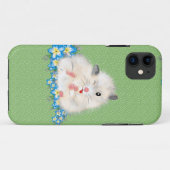 かわいい白シリアのハムスターのアクセサリー、緑のポルカ Case-Mate iPhoneケース (裏面(横))