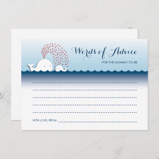 かわいい白スタイリッシュ鯨言葉のアドバイス アドバイスカード (正面/裏面)
