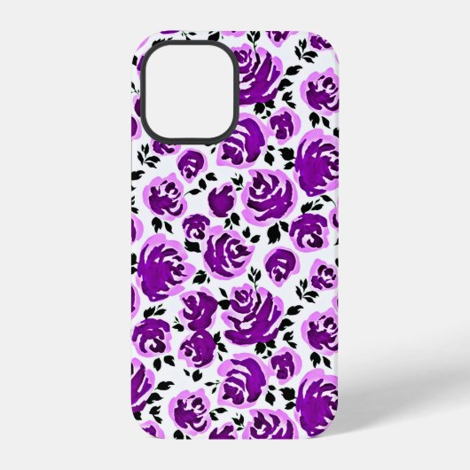 かわいい白スミレバラ模様 iPhoneケース (裏面)