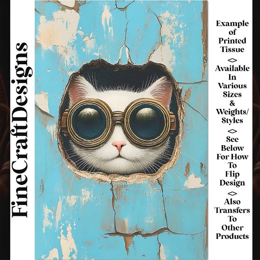 かわいい白ネコ子猫隠し覗きAQ5 Decopage 薄葉紙