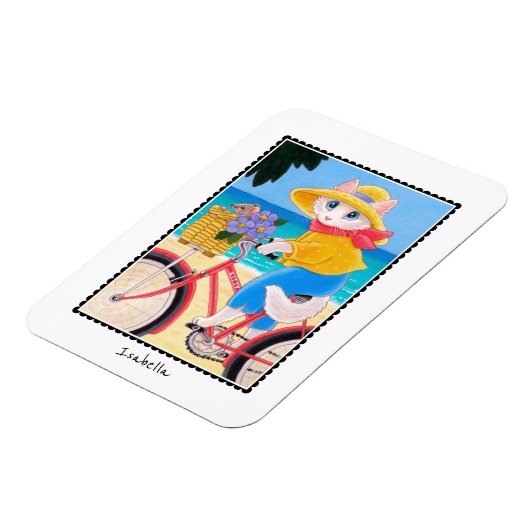 かわいい白ネコ最高のマスフレンズ自転車の名前おもしろい マグネット (左側)