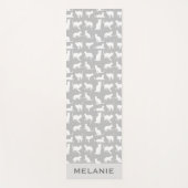 かわいい白ネコ柄ライトグレーパーソナライズされた ヨガマット (正面)