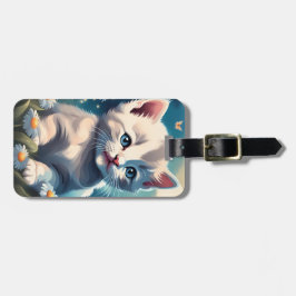 かわいい白ネコ猫アクリル荷物タグ ラゲッジタグ