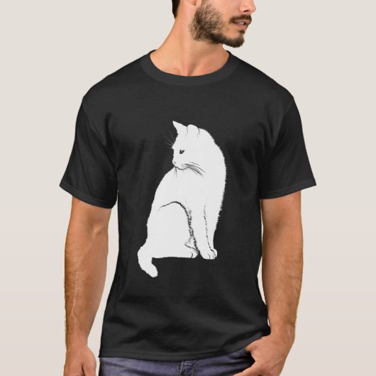 かわいい白ネコ猫グラフィック Tシャツ (正面)
