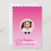 かわいい白ハートサングラスピンク誕生日写真 招待状 (裏面)