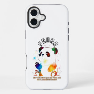 かわいい白パンダ iPhone 16 PLUSケース