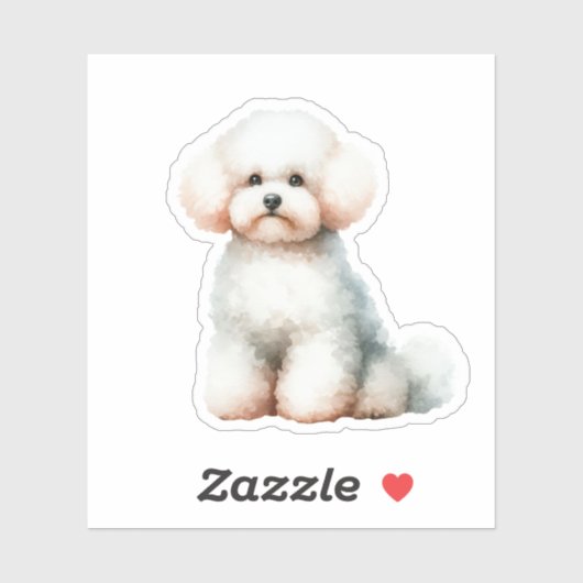 かわいい白ビコンフリーズ犬 シール (シート)