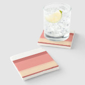 かわいい白ピンクのストライプ装飾用クッション ストーンコースター (横)