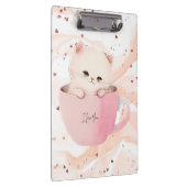 かわいい白ピンクの猫を茶碗で クリップボード (右)
