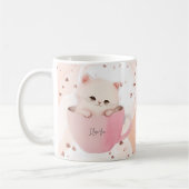 かわいい白ピンクの猫を茶碗で コーヒーマグカップ (左)