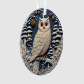かわいい白フクロウ動物3Dチラストマ オーナメント (正面)