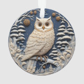 かわいい白フクロウ動物3Dチラストマ オーナメント (裏面)