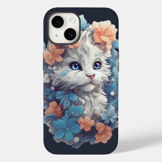 かわいい白フローラ猫 Case-Mate iPhoneケース (裏面)