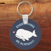 かわいい白ベルーガ、すべてのクジラは大丈夫なパン キーホルダー (正面)