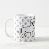 かわいい白ボクサー犬のキャラクター コーヒーマグカップ (左)