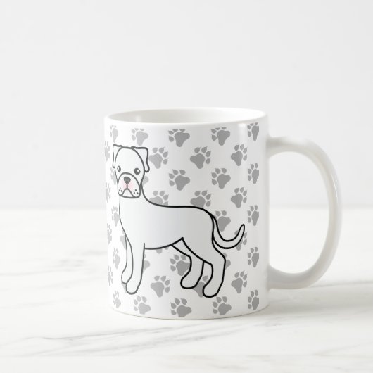 かわいい白ボクサー犬のキャラクター コーヒーマグカップ (右)