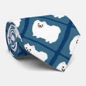 かわいい白ポメラニア犬の犬のパターン ネクタイ (ロール)