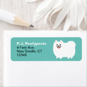 かわいい白ポメラニア犬漫画の犬の差出人住所 ラベル (インサイチュ)