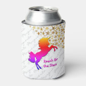 かわいい白ユニコーンスターパーソナライズされたズカスタム 缶クーラー (缶正面)