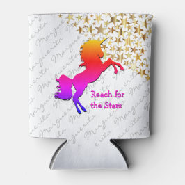 かわいい白ユニコーンスターパーソナライズされたズカスタム 缶クーラー