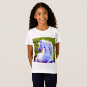 かわいい白ユニコーンAIデザイナー Tシャツ (正面フル)