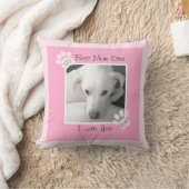 . .かわいい白ユニークい犬のモノグラムピンクの足の写真 クッション (ブランケット)