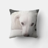 . .かわいい白ユニークい犬のモノグラムピンクの足の写真 クッション (裏面)